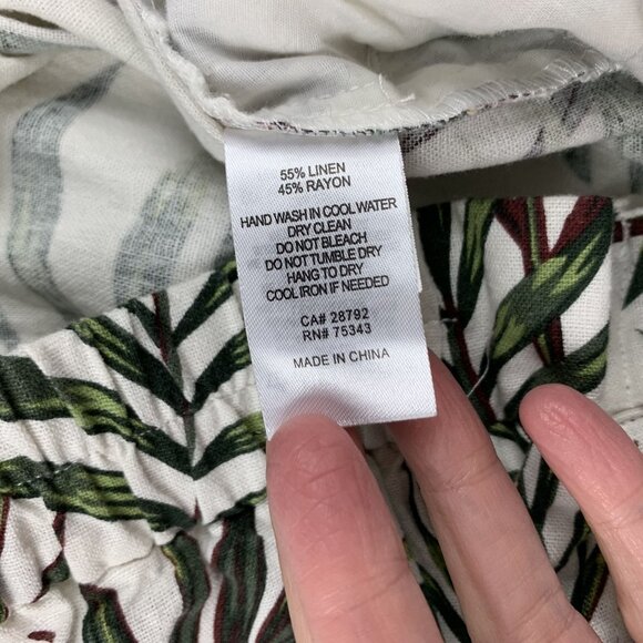 Joie Palm Print Linen Blend Wide Leg Cropped Pant 4 - Picture 5 of 8